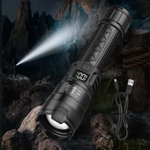 P50 High Strong Power Led Flashlights 300000LM Tactical Torch with Display Light USB Charging Camping