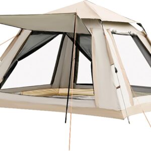 Instant Tent, Pop Up Tent, Camping Tent for 4 Person, 2 Mesh Windows & 2 Doors, Easy Set Up Tent with Vestibule & Rainfly